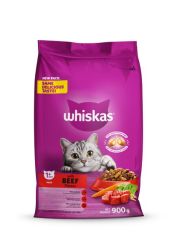 Whiskas Dry Adult Cat Food Beef 900G
