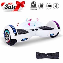 CBD 6.5 Hoverboard For Kids Two Wheels Self-balancing Electric Scooter With Bluetooth And LED Lights Smart Hover Board - UL2272 Certified Ultimate Series - White