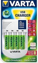 Varta USB Charger With 4 x Pre-Charged AA Batteries