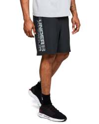 Men's Ua Woven Graphic Wordmark Shorts - Black Zinc Gray XL