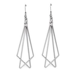 Silver Tone Geometric Hanging Earrings