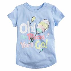 Jumping Beans Toddler Girls 2T-5T Dr. Suess Oh The Places You'll Go Graphic Tee 3T Clear Peri