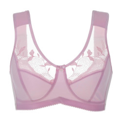 Women's Soft Cups Embroibered Wireless Full Coverage Minimizer Bra Size 34-44 B... - Pink04 D 38