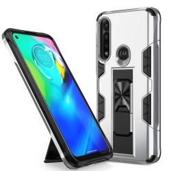 For Motorola Moto G Power Soldier Armor Shockproof Tpu + PC Magnetic Protective Case With Holder Silver