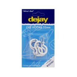 - Plastic Cup Hook - 5 CARD - 32MM - A36 - 3 Pack