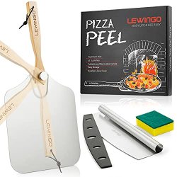 LRUI Turning Pizza Peel with 8 Aluminum Round Pizza Paddle,20.5