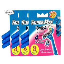 Super Max KWIK4 Razor Blades For Women 4 In 1 Pack Pack Of 3