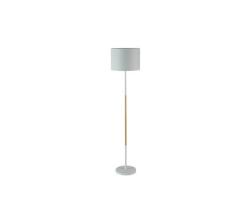 Lamp Floor-white+wood-white Fabric Shade 150CM H
