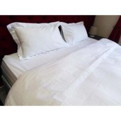 Reys Fine Linen 300TC 100% Cotton Queen Duvet Cover Set Plain White