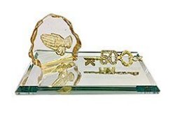 Glass Gold Praying Hands 50TH Birthday Key