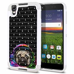 Fincibo Case Compatible With Alcatel Idol 4 DALK4004 Blackberry DTEK50 Nitro 4 5.2 Inch Dual Layer Hybrid Protector Case Cover Tpu Rhinestone Bling For