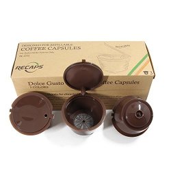 Recaps Refillable Coffee Fillter Refilling More Than 200 Times Reusable Coffee Pods For Nescafe Dolce Gusto Brewers 3 Pack Brown