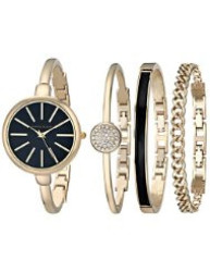 Anne Klein Ladies AK 1470GBST Gold-tone Watch And Bracelet Set