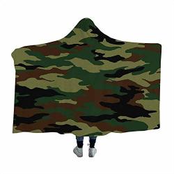 Dsdsgog Wearable Sleeping Blankets Camo Fashionable Graphic Uniform Inspired Camouflage Clothing Design Forest Green Pale Green Brown Throw Lightweight Soft Blankets 50 X 40 Inch