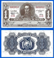 Bolivia 1 Boliviano 1928 Unc Serie C 15 South America Banknote