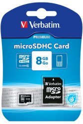 Verbatim 8GB Micro SDHC Flash Memory Card with Adapter