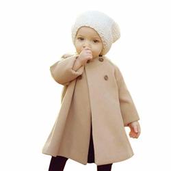 Lngry Baby Coat Toddler Newborn Kid Girls Autumn Winter Warm Button Outwear Cloak Jacket Coat Clothes 4-5 Years Old Khaki
