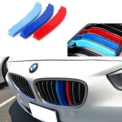 Ijdmtoy Exact Fit m-colored Grille Insert Trims For 2009-2016 Bmw F07 5 Series Gran Turismo 5GT Hatchback Front Center Kidney Grilles 9 Beams