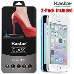 Kastar Iphone 5S 5C 5G 5 Screen Protector 2-PACK Premium Tempered Crystal Clear Glass Screen Protector For Apple Iphone 5S Iphone 5C Iphone 5G Iphone 5