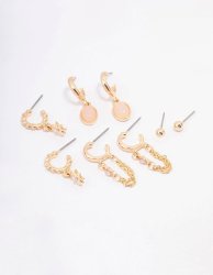 Goldair Gold Amethyst Star & Chain Earring 4-PACK