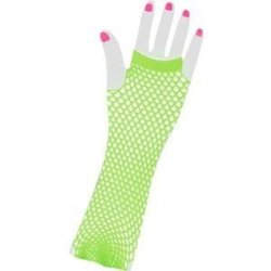 Fishnet Net Mesh Gloves Long - One Size - Lime Green