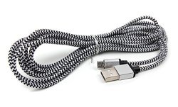 Braided Silver Nylon 3M Micro USB Cable - Compatible With The Kef Muo Portable Speaker - By Duragadget