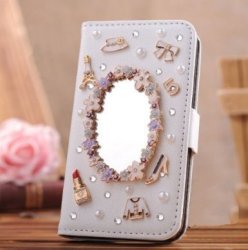 Berry Accessory Tm Galaxy Note 8 Wallet Case Luxury Handmade 3D Bling Crystal Rhinestone Leather Wallet Purse Flip Card Pouch Stand Cover Case For Samsung