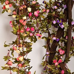 Artificial Rose Garland Silk Flower Vine For Valentine Home Wedding Garden Decoration Champagne
