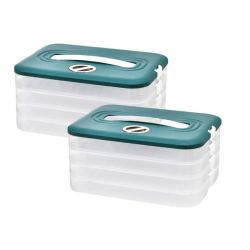 2 Pack Multilayer Food Storage Container Dumpling Food Storage Box