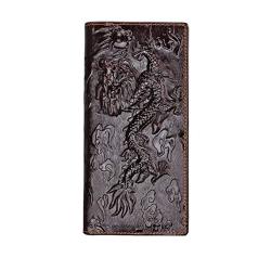 Mens Brown Genuine Leather Wallet With Credit Card Holder Dragon Pattern S