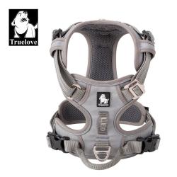 Truelove Pet Reflective Nylon Dog Harness No Pull Adjustable Medium Large Naughty Dog Vest Safety Vehicular Lead Walking Running - Grey L