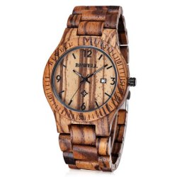 Maple Wooden Watch 2538. Quarts Stainless Steel And Maple.