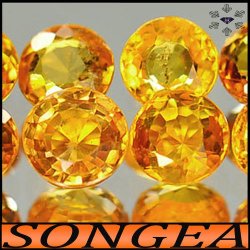 0.60ct Golden Songea Sapphires Vvs - Three Natural Yellowish Orange Rounds