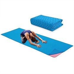 Yoga Mat Towel Microfiber No-slip Yoga Mat Cover Towels Sweat Absorbent And Soft Lightweight 72 Inch X 25 Inch Blue