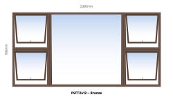 Top Hung Aluminium Window Bronze PTTTT2412 4 Vent W2400MM X H1200MM