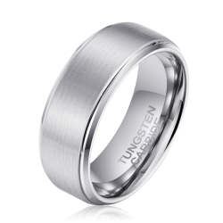 Men's Brushed Silver Tungsten Ring OY-R-101 - 14