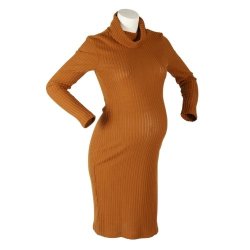 Bellyssimo Maternity Exact Ribbed Polo Dress Bronze Size 32