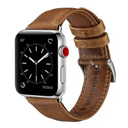 Ouheng Compatible With Apple Watch Band 42MM 44MM Genuine Leather Band Replacement Compatible With Apple Watch Series 4 Series 3 Series 2 Series 1