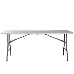 6' Folding Table Portable Plastic Indoor Outdoor Picnic Party Dining Camp Tables For Family Reunions Picnics Camping Trips Buffets Or Barbecues.