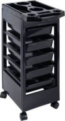 Lucky - Trolley Salon 5 Tray With Top Utility Black