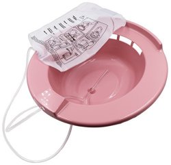 Healthstar Sitz Bath Rose Over-the-toilet Perineal Soaking Seat With Solution Bag On off Control Clip Instructions Easy To Clean Round Shape Universal Size