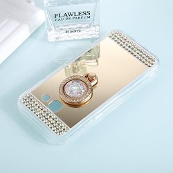 For Cellphone Cases For Samsung Galaxy A5 2017 Diamond Encrusted Electroplating Mirror Protective Cover Case With Ring Holder Color : Gold
