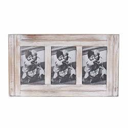 Ritesune Window Pane 3 Opening Collage Wood Picture Wall Frame Holds Three 4X6 Photos Decor Rustic Photo Frame 3 Photo Whitewash And Distressed Wooden Farmhouse Style