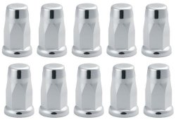 10 Chrome Abs Extra Tall Lug Nut Covers With Flanges For 33MM Nuts