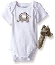 Mud Pie Baby Elephant Crawler With Rattle Gift Set White 0-6 Months