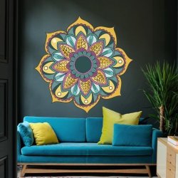 Kiskistonite Wall Decals Stickers Full Color Wall Decal Mandala Model Map Ornament Star Buddha Yoga Flower Removable Art Decor For Home Living Room Bedroom