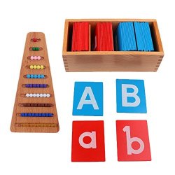 MonkeyJack Montessori Material Toy Letter A-z Alphabets Board + Math Materials Colored Bead Stairs Kids Early Learning Toys