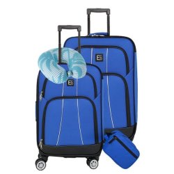 Seville 3 Piece Luggage Set With Neck Pillow - Royal Blue