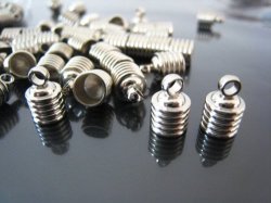 Cord Ends - Kumihimo - End Caps - Silver Tone - Barrel- Glue In - Fits 6MM Cord - Sold Per Set