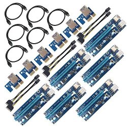6-PACK Pcie Riser Cable Ver 006 Or VER006C Pci-e 16X To 1X Powered Riser Adapter Card USB 3.0 Extension Cable 6PIN Molex To Sata